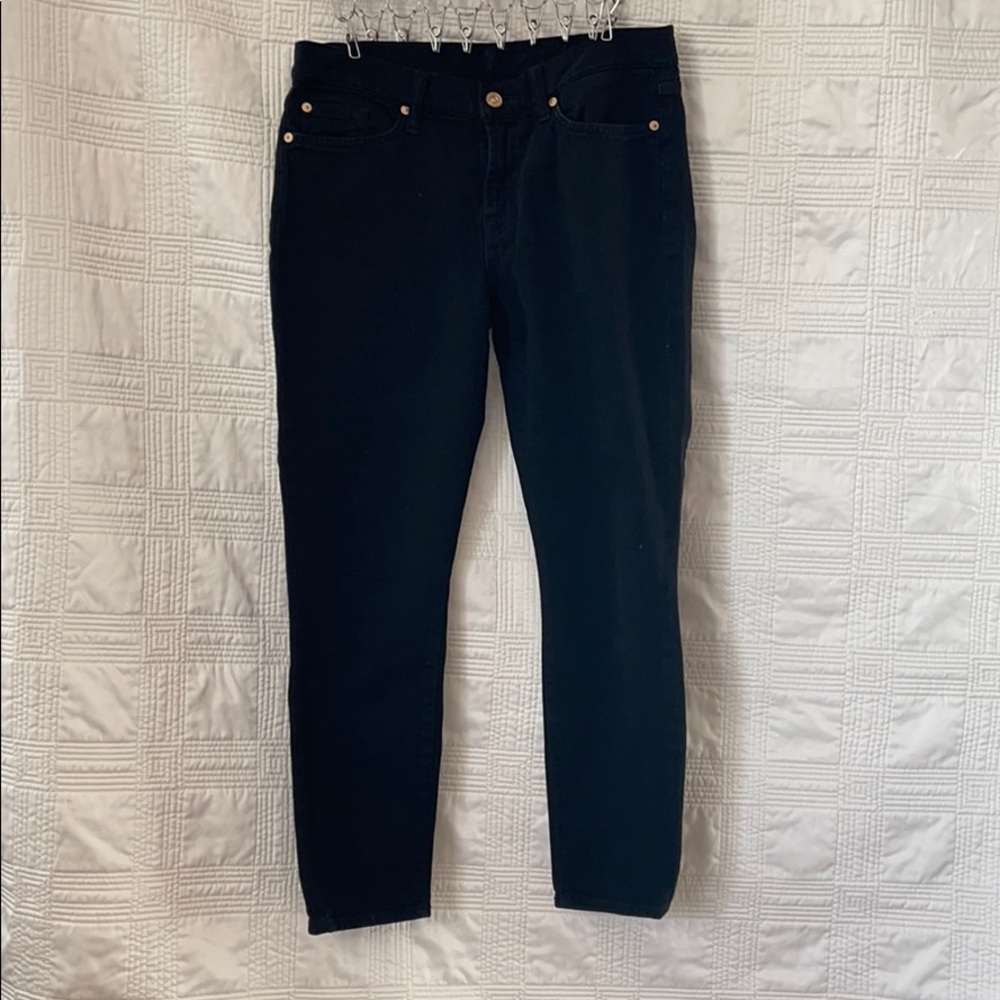 7 For All Mankind Black, Cropped, Skinny Jeans